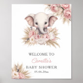 Schattigee olifant roze boho meisje Baby shower we Poster (Voorkant)