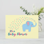 Schattigee olifant roze en blauw Baby shower uitno Kaart (Staand voorkant)