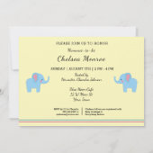 Schattigee olifant roze en blauw Baby shower uitno Kaart (Achterkant)