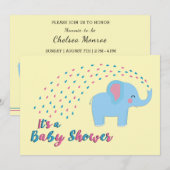 Schattigee olifant roze en blauw Baby shower uitno Kaart (Voorkant / Achterkant)