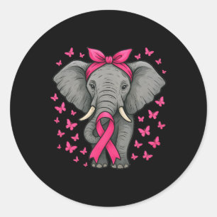 Schattigee olifant roze lint borstkanker krijger F Ronde Sticker