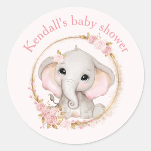 Schattigee olifant roze rozen Baby shower Stickers