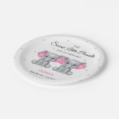 Schattigee olifant roze tweeling meisjes Baby show Papieren Bordje (Gekanteld)