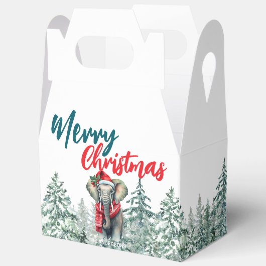 Schattigee olifant Santa wilde kerstboom Vrolijk k Bedankdoosjes (Open)