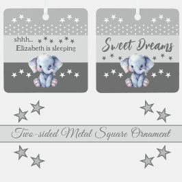 Schattigee olifant shhh voeg naam is slapende grij metalen ornament