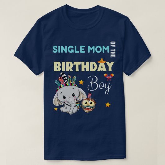Schattigee olifant single mam van de verjaardagsjo t-shirt (Design voorkant)