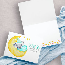 Schattigee Olifant Slapen op de Maan Baby shower Bedankkaart
