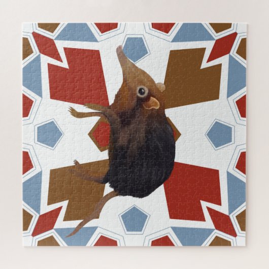 Schattigee olifant spitsmuis leuk kleurrijk patroo legpuzzel (Horizontaal)