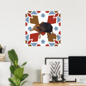 Schattigee olifant spitsmuis leuk kleurrijk patroo poster (Thuiskantoor)