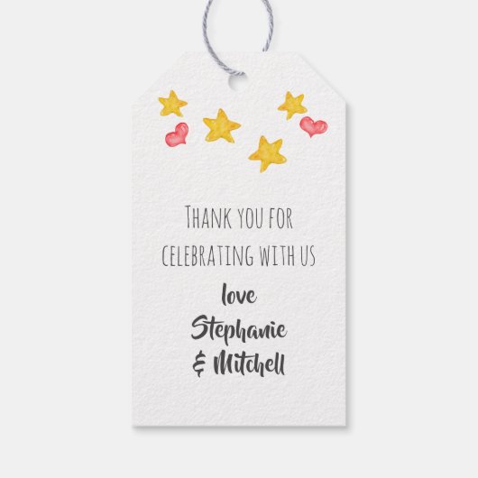 Schattigee olifant sterren en harten Baby shower g Cadeaulabel (Achterkant)