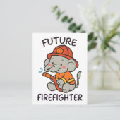 Schattigee Olifant Toekomst Brandweerman Kinder pl Briefkaart (Staand voorkant)