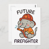 Schattigee Olifant Toekomst Brandweerman Kinder pl Briefkaart (Voorkant / Achterkant)