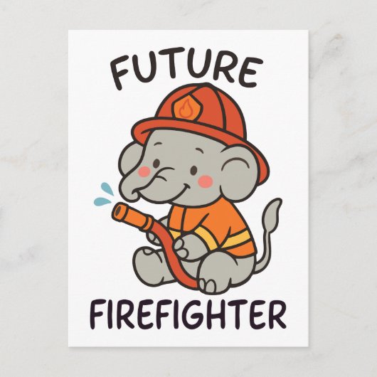 Schattigee Olifant Toekomst Brandweerman Kinder pl Briefkaart (Voorkant)
