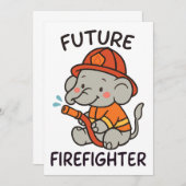 Schattigee Olifant Toekomst Brandweerman Kinder pl Kaart (Voorkant / Achterkant)