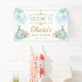 Schattigee Olifant Twins Jongens Baby shower Achte Spandoek (Insitu)