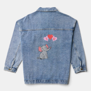Schattigee olifant Valentijnsdag Denim Jacket