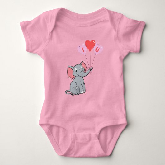 Schattigee olifant Valentijnsdag Romper (Voorkant)