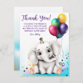Schattigee Olifant Verjaardag Dank u kaart (Voorkant / Achterkant)
