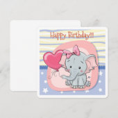 Schattigee olifant verjaardag uitnodiging Kaart (Voorkant / Achterkant)