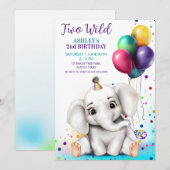 Schattigee Olifant Verjaardagsfeestuitnodiging Kaart (Voorkant / Achterkant)