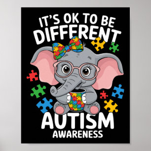 Schattigee olifant Verschillende Autisme Bewustzij Poster