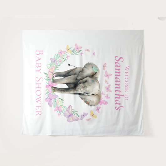 Schattigee olifant vlinders achtergrond wandkleed (Voorkant (horizontaal))