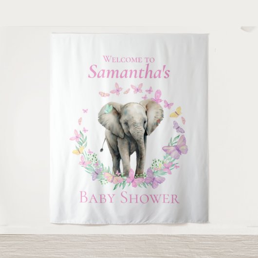 Schattigee olifant vlinders achtergrond wandkleed (Voorkant)