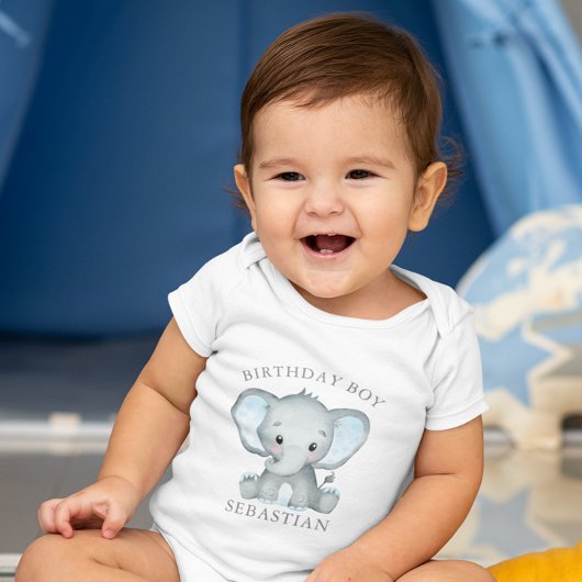 Schattigee Olifant Waterverf 1e Verjaardags Jongen Romper