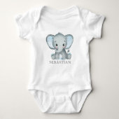 Schattigee Olifant Waterverf Baby Boy Romper (Voorkant)