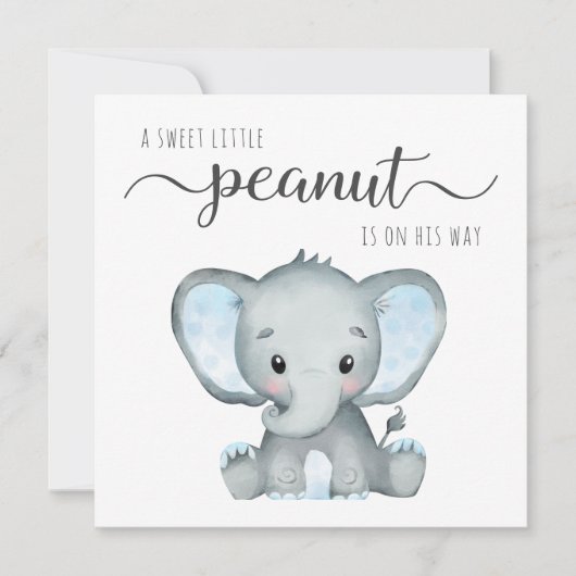 Schattigee Olifant Waterverf Baby Jongen Koppels D Kaart (Voorkant)