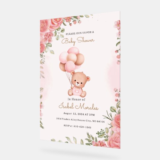 Schattigee olifant Waterverf baby meisje douche Acryl Bord (Hoek)