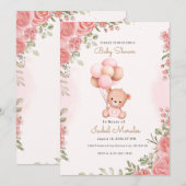 Schattigee olifant Waterverf baby meisje douche Kaart (Voorkant / Achterkant)