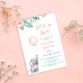 Schattigee olifant Waterverf ballon roze Baby show Kaart