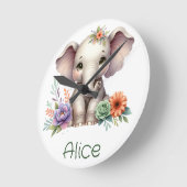 Schattigee olifant Waterverf met monogram naam | Ronde Klok (Hoek)