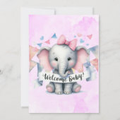 Schattigee olifant welkom meisje Baby shower Kaart (Achterkant)