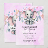 Schattigee olifant welkom meisje Baby shower Kaart (Voorkant / Achterkant)