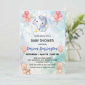 Schattigee olifant welp Beer baby shower kinder jo Kaart (Staand voorkant)