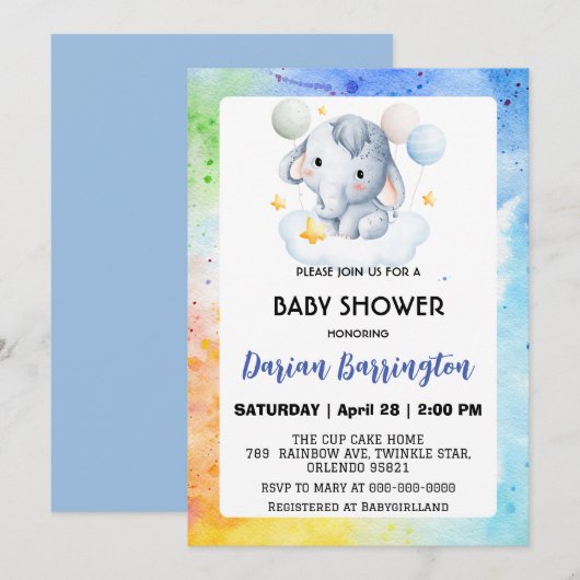 Schattigee olifant welp Beer baby shower kinder jo Kaart (Voorkant / Achterkant)