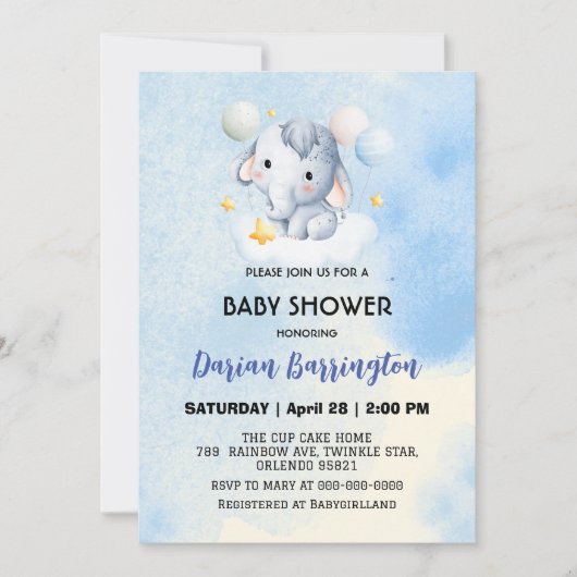 Schattigee olifant welp Beer baby shower kinder jo Kaart (Voorkant)