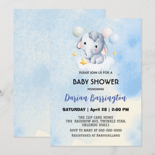 Schattigee olifant welp Beer baby shower kinder jo Kaart (Voorkant / Achterkant)