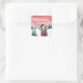 Schattigee olifant wilde kerstfeest kinder vierkante sticker (Tas)