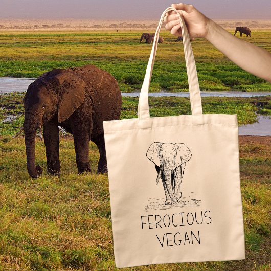 Schattigee olifant woeste veganist tote bag