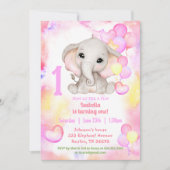 Schattigee Olifant Zomer Kleurrijk Meisje 1e Verja Kaart (Voorkant)