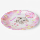 Schattigee Olifant Zomer Kleurrijk Meisje 1e Verja Papieren Bordje (Gekanteld)