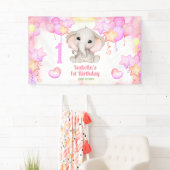 Schattigee Olifant Zomer Kleurrijk Meisje 1e Verja Spandoek (Insitu)