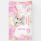 Schattigee Olifant Zomer Kleurrijk Meisje 1e Verja Spandoek (Verticaal)