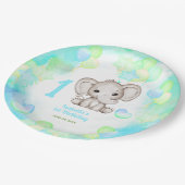 Schattigee Olifant Zomer Kleurrijke Jongen 1e Verj Papieren Bordje (Gekanteld)