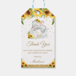Schattigee Olifant Zonnebloem Bloemen Baby shower  Cadeaulabel