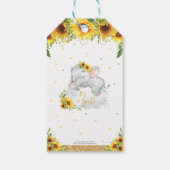 Schattigee Olifant Zonnebloem Bloemen Baby shower Cadeaulabel (Achterkant)