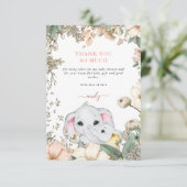 Schattigee olifanten bladeren koraal Baby shower Bedankkaart (Staand voorkant)